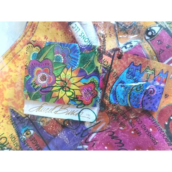Laurel Burch NEW Scoop Tote Zipper Top FELINE TRIBE Artsy Cats Bright Happy Bag - Picture 5 of 12